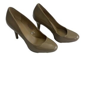 Merona Women’s Heels 7 Dress Stiletto PumpsTan Faux Leather Slip‎ On Almond Toe